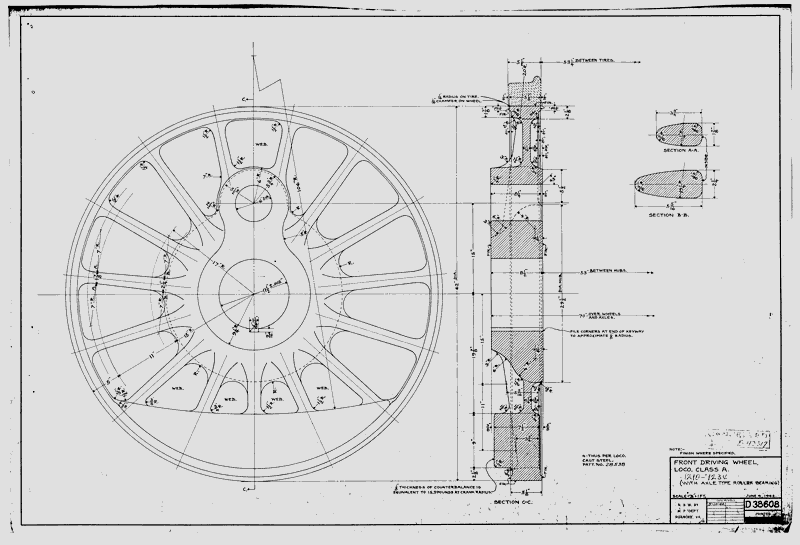 Front Driving Wheel, Loco. Class A (1210-1234) (With Axle Type Roller bearing)