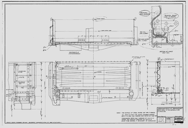 Arrangement of Dreadnaught Drop End Applies to Gondola Car Class G4