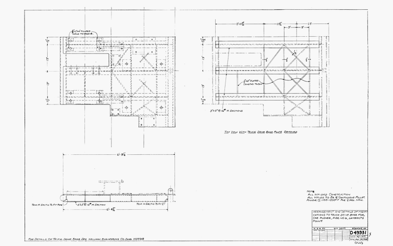 Arrangement and Details of Modifications to Truck Drive Base Applies to Car Pusher, Pier No. 6, Lamberts Point