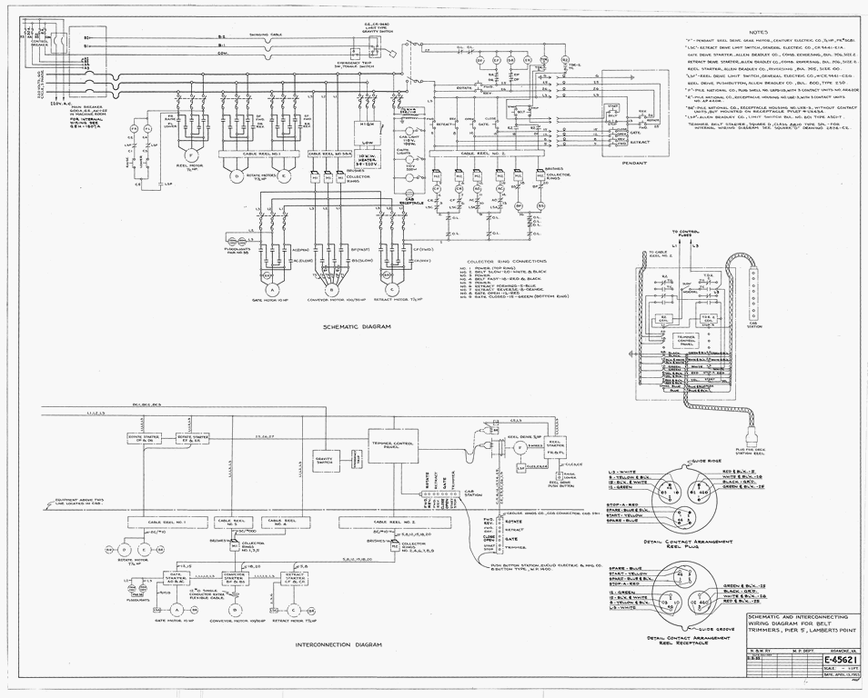 Schematic and Interconnecting Wiring Diagram Applies to Belt Trimmers, Pier 5, Lamberts Point