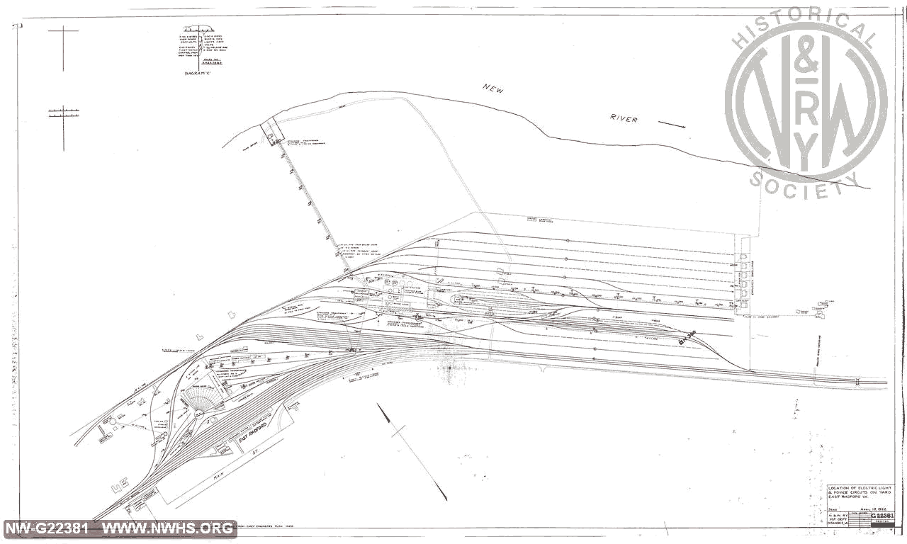 Location of Electric Light & Power Circuts on Yard East Radford, VA