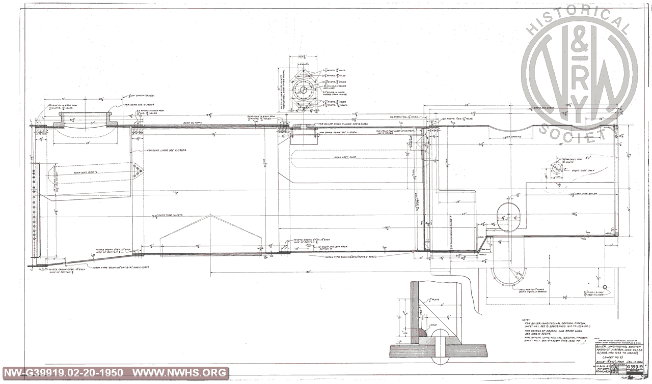 Boiler, Longitudinal Section Ahead of Firebox, Loco. Class A (Eng. Nos. 1225 to 1242 Inc.) (Sheet No. 2)