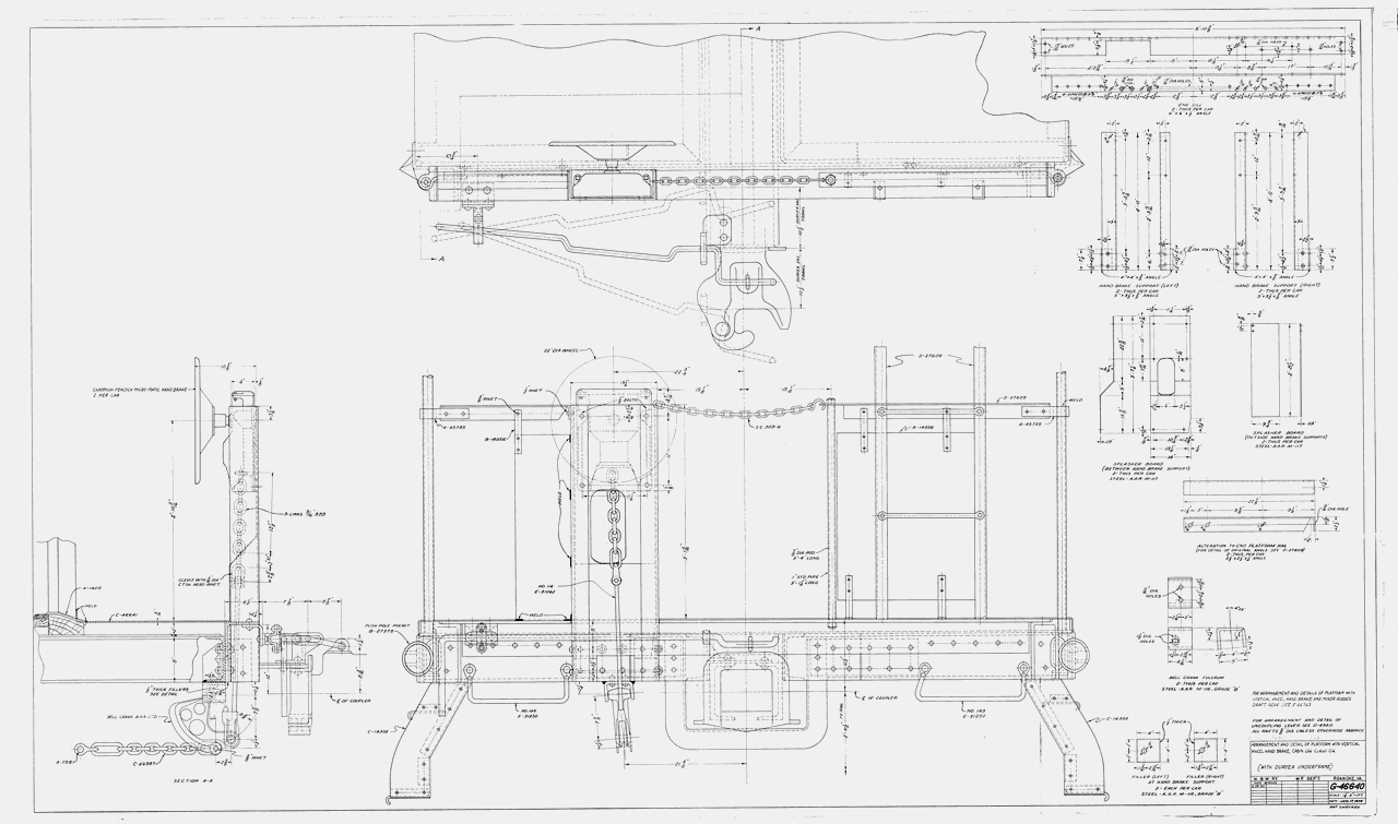 Arrangement and Detail of Platform with Vertical Wheel Hand Brake, Cabin Car Class CG (with Duryea underframe)