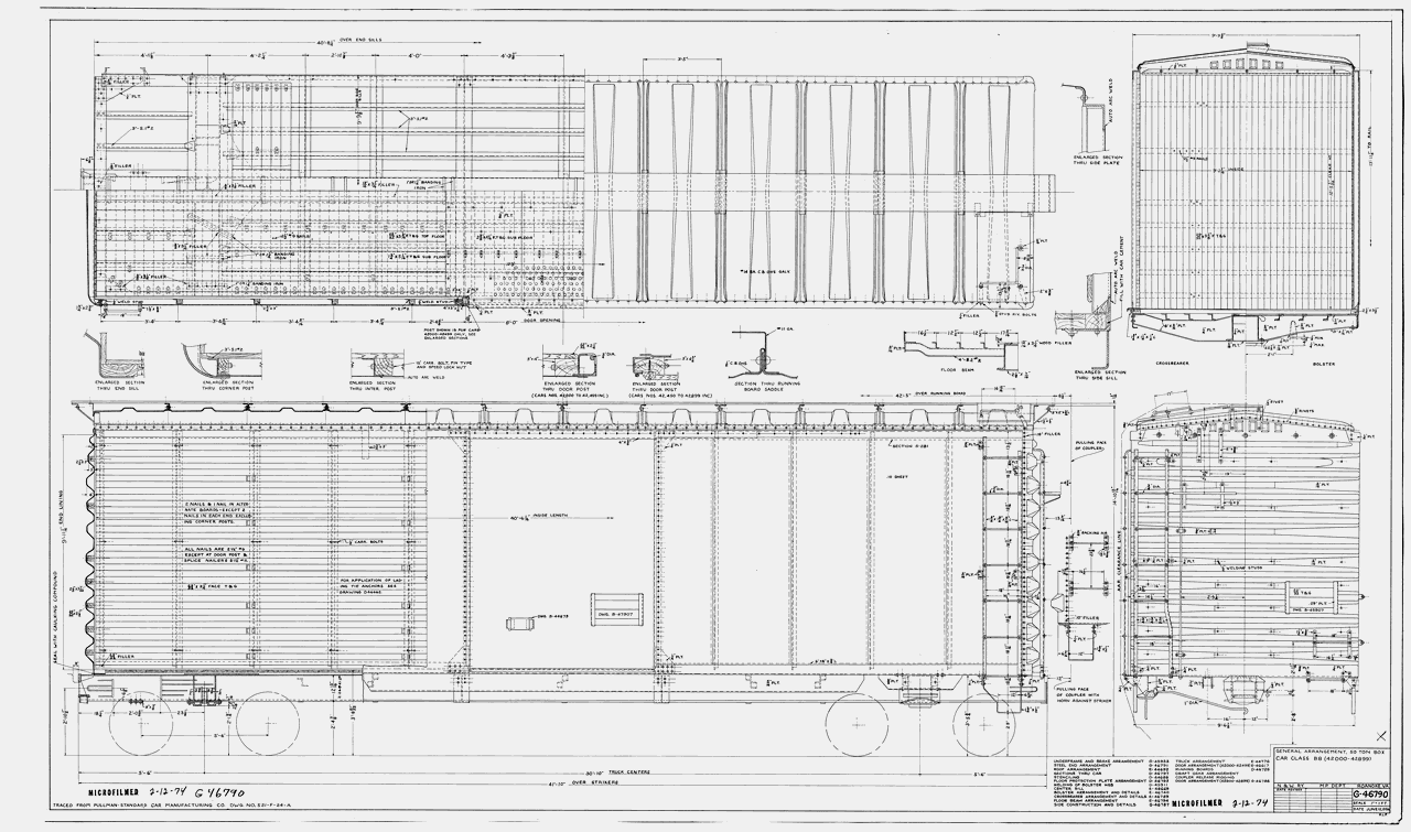 General Arrangement, 50 Ton Box Car Class B8 (42000-42899)