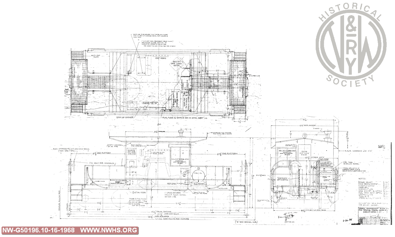 General Arrangement Rider Car for Terminal Crews, Class R1, (Car Nos. 518700-518762)
