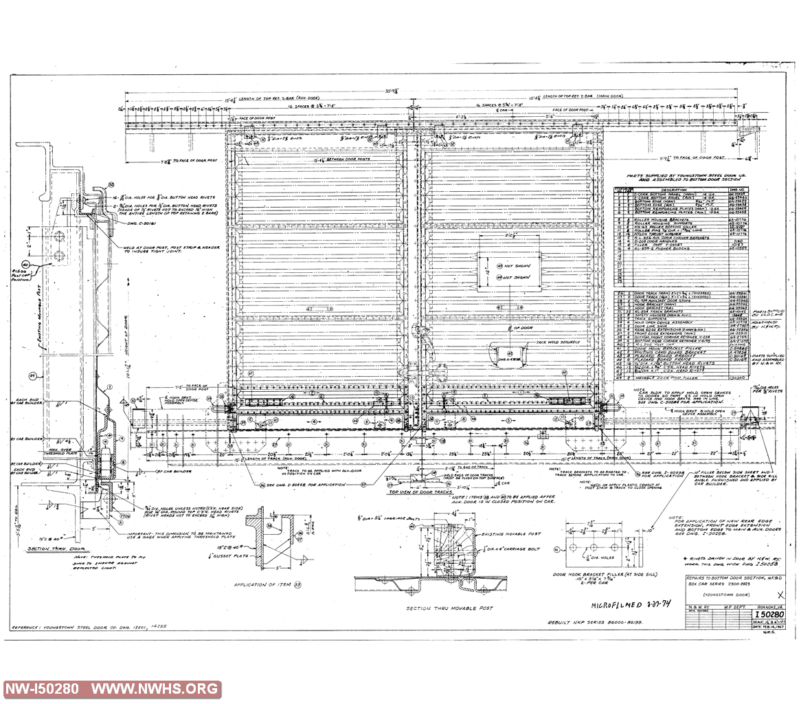 Repairs to Bottom Door Section Applies to N.F.&D. Box Car Series 2300-2423