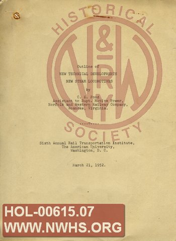 Outline of New Technical Developments, New Steam Locomotives, 1952