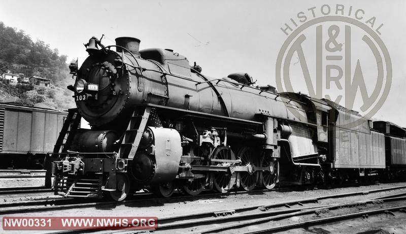 Class K-1 #103 left 3/4 view B&W @ Williamson, WV