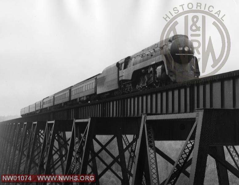 Class "J" #609 Right 7/8 view - B&W - @Farmville, VA (W/#25 - on "High Bridge")