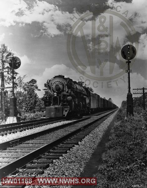 Class A #1206, Left 7/8 View - B&W - Near MP 12 -  Action!