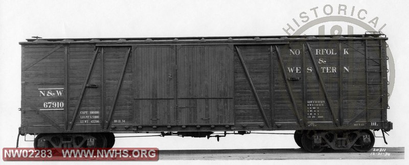 Class "BL" Box Car #67910, Side View, B&W