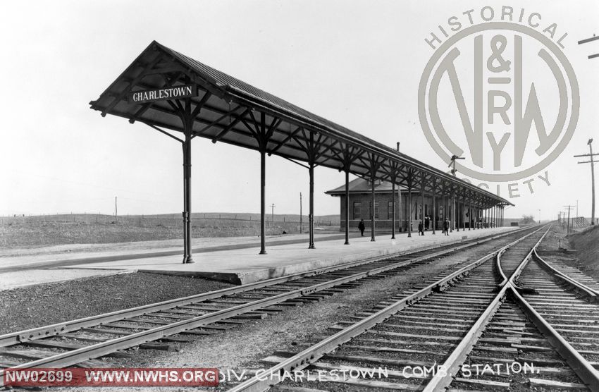 Charlestown, WV. First Class Passenger Station, B&W - 1917 (w/Umbrella Sheds)