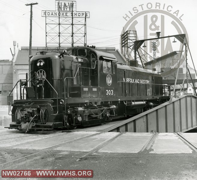 N&W RS-3 #303 at Roanoke, VA (Sitting on Turntable @ East End Shops)