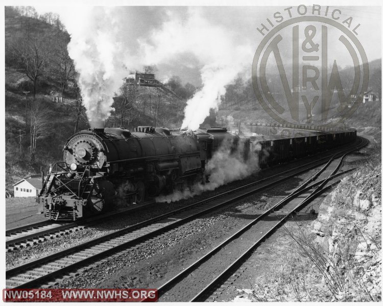 N&W Class Y6b #2184,Left 3/4 View,B&W, Switchback, WV