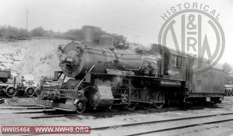 Loco Class W2 No. 684 Left Side 3/4 View at Bluefield,WV July 4,1947