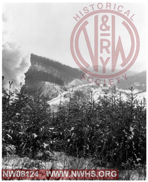 N&W in snow with single track, appears to be near Wright VA on Winston-Salem District