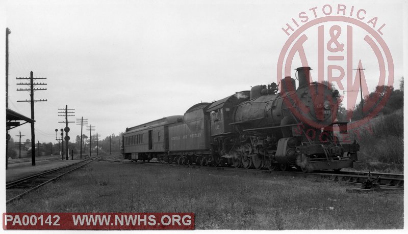 N&W M 475 on #111 at Christiansburg, VA (behind station)