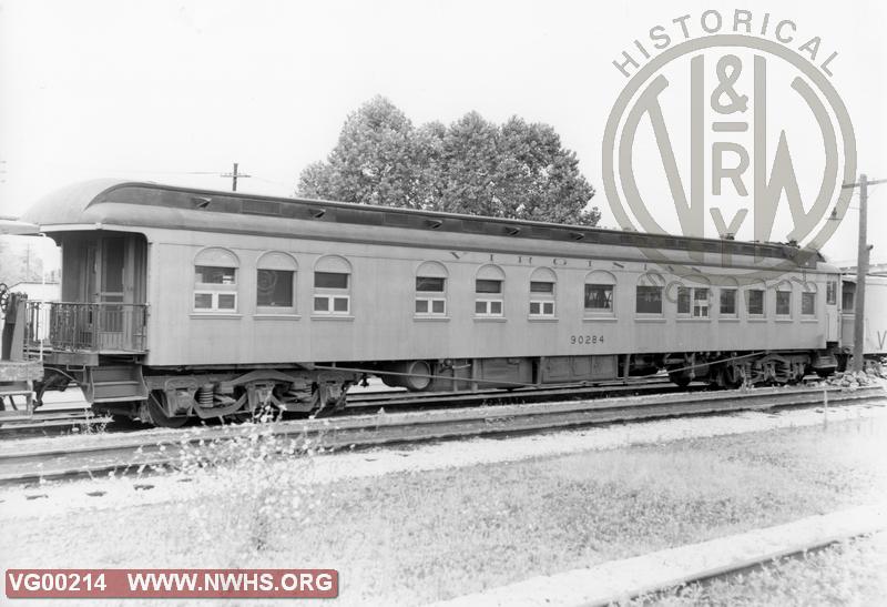 Camp Car #90284,Right Rear 5/8 View,B&W @ Roanoke,VA (Frmr. VGN. Business Car)