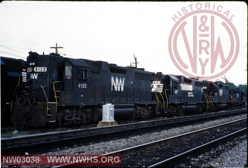 NW GP38AC #4120, 4131, 4141 Left Side 3/4 Front View at Crewe, VA.