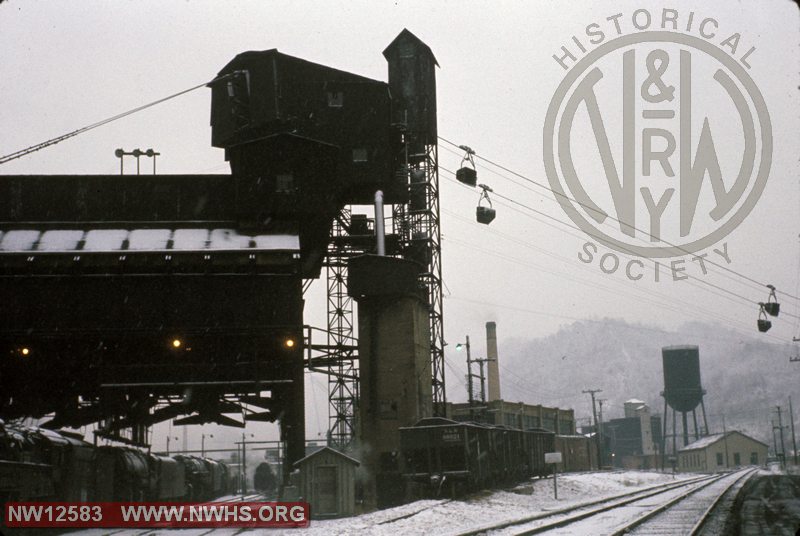 Engine terminal in snow at Williamson, WV at coal wharf