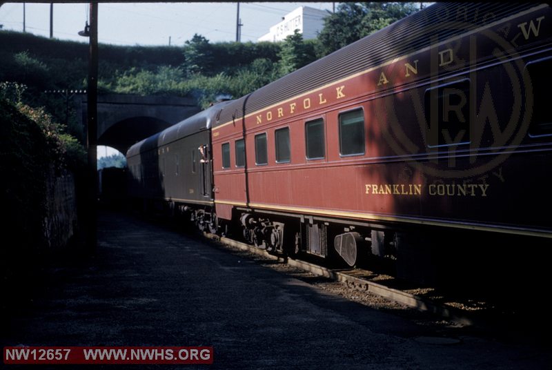 N&W S1 sleeper "Franklin County" at Kemper Street station at Lynchburg, VA