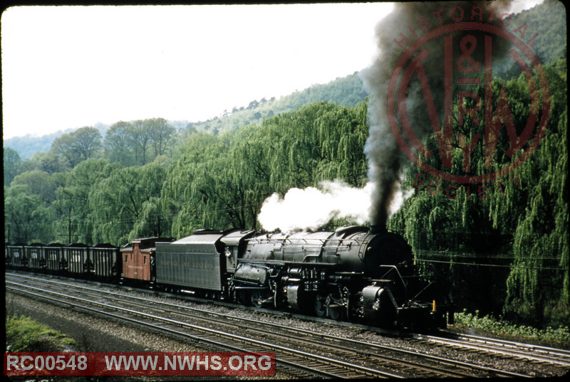 N&W Rwy Class Y running in reverse pushing a westbound at Villamont