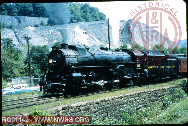 N&W K1 114 on passenger train at Pocahontas, VA